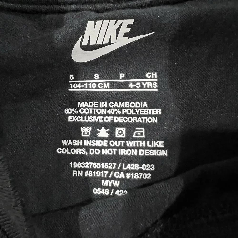 Nike Girls Size 5 Pre-School Shine Boxy Tee Black Style 36L428-023 New With Tags
